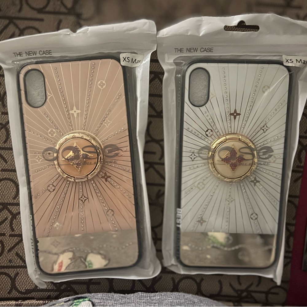 iPhone XS MAX FULL BLING hard shell case + lanyard x2